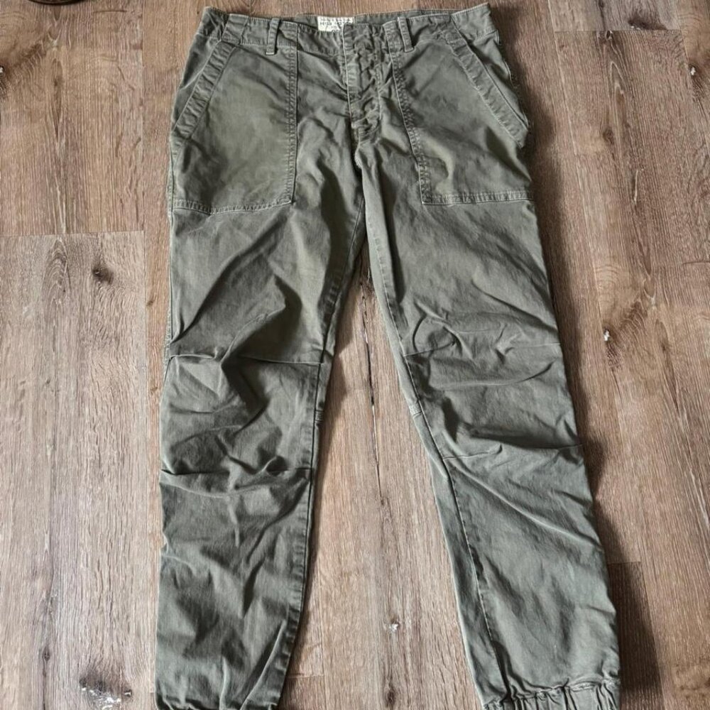 Nili Lotan Cropped Military Pants Army Green Khaki cotton cargo joggers sz 4‎